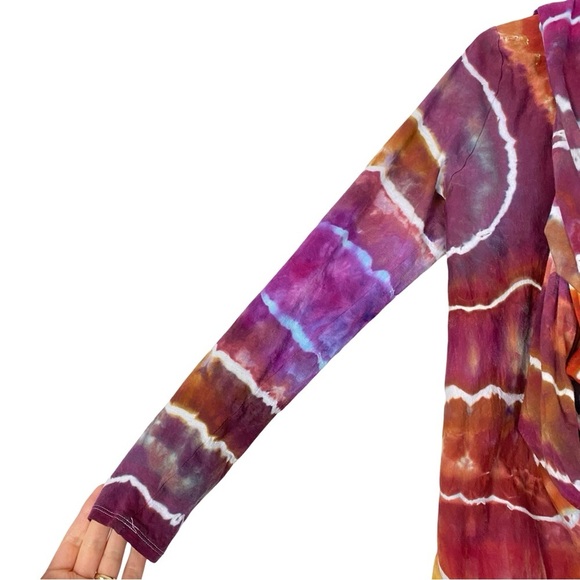 Sundance Geode Tie Dye Wrap Top Cardigan Womens XS Small Cotton Magenta Orange - Picture 5 of 16